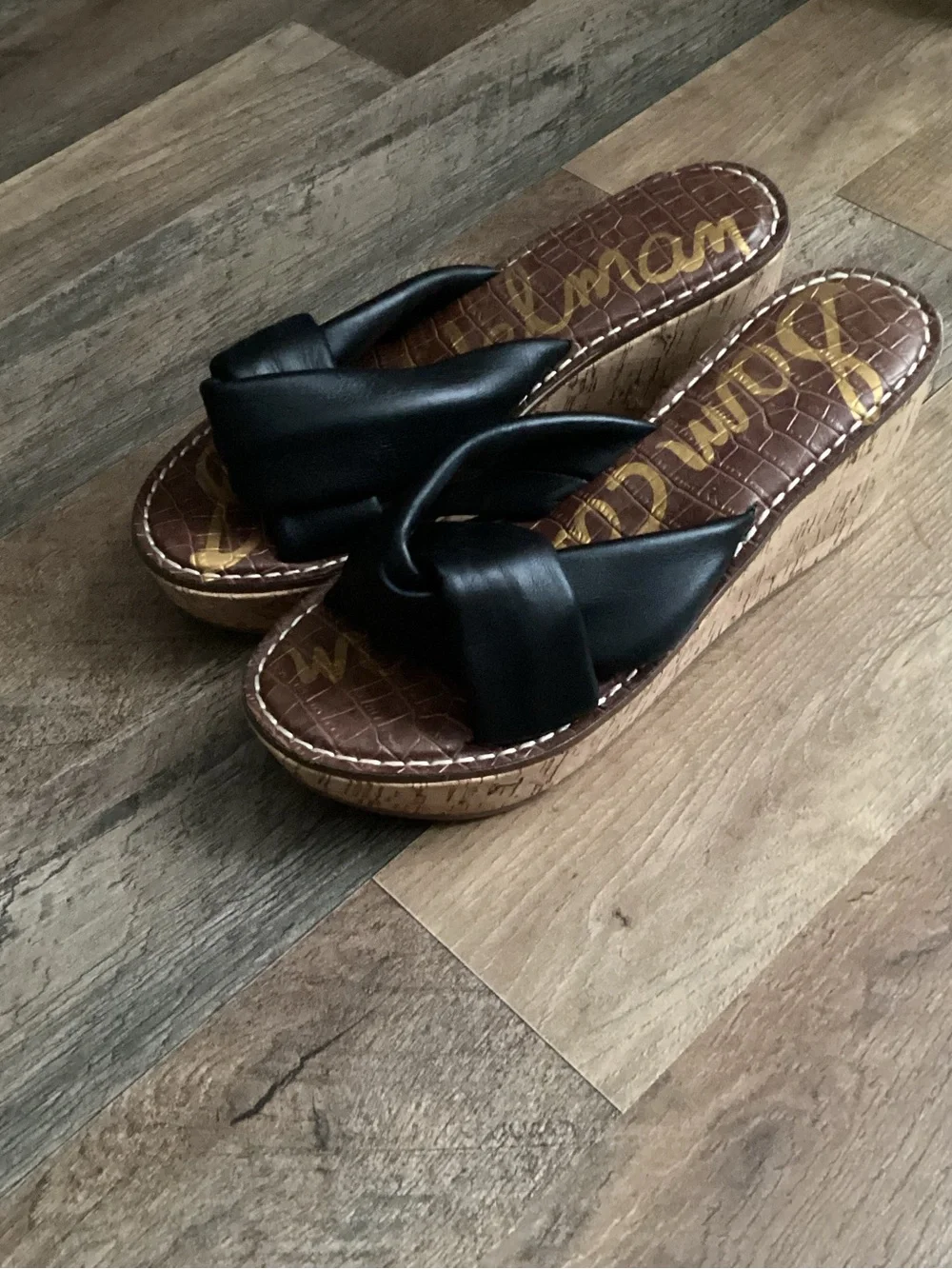 Sam Edelman Black leather Knotted Slide Sandals